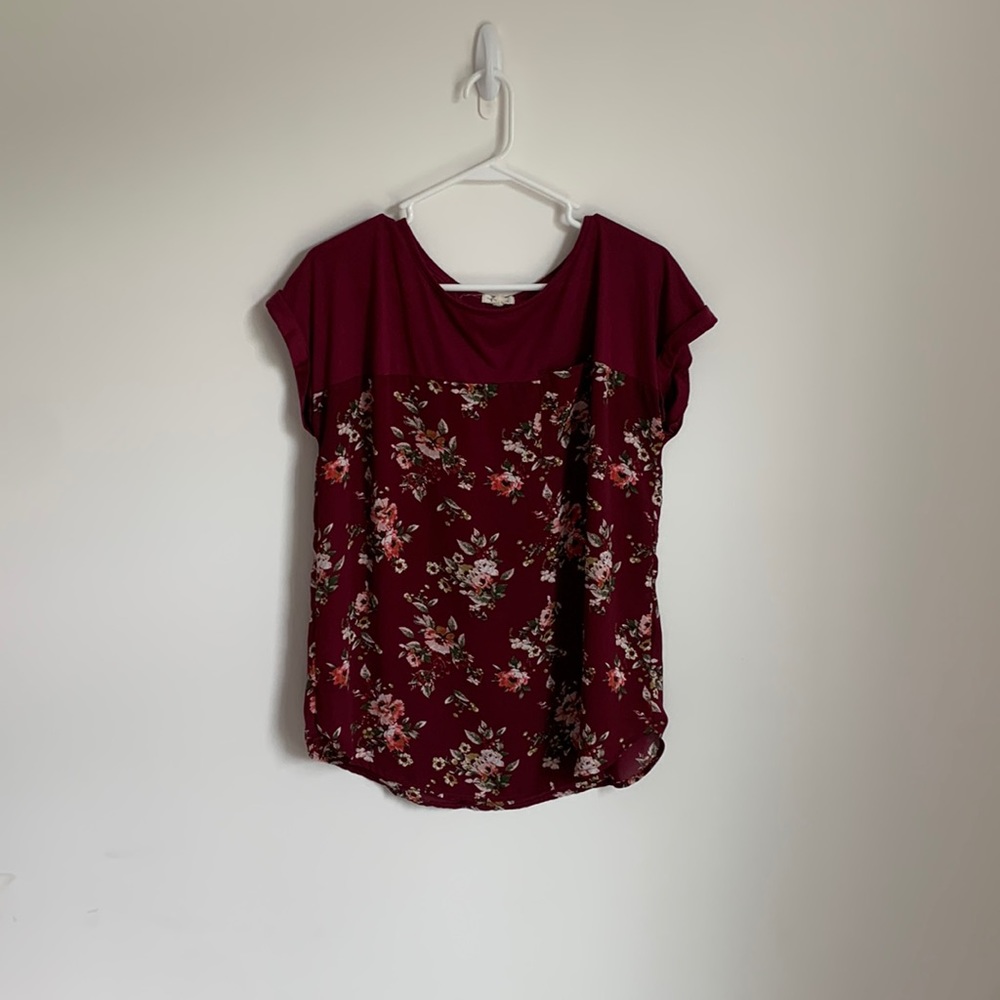 Maroon floral blouse